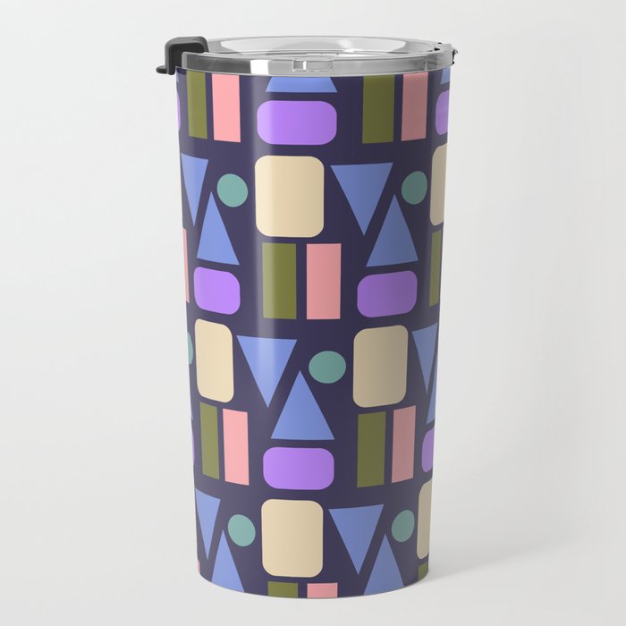 Mid-century Geometric Color Fun - Dark Blue Travel Mug Gallery Image 3