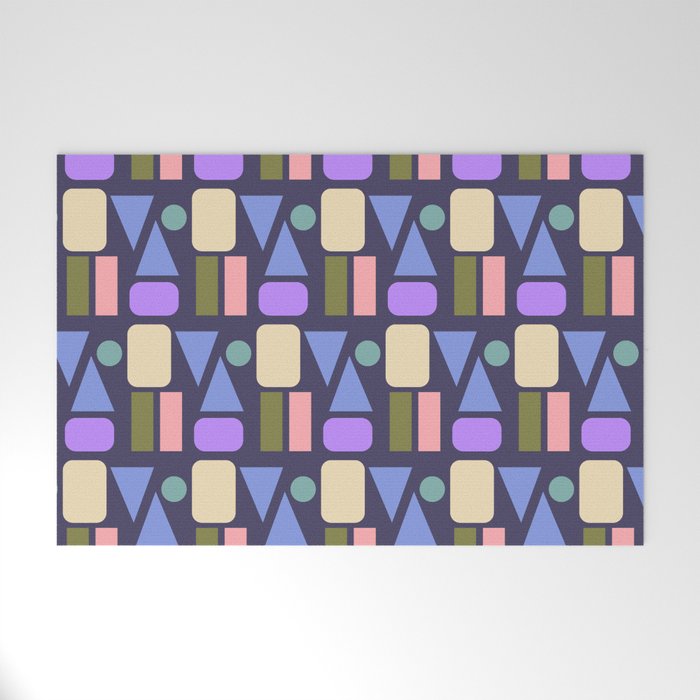Mid-century Geometric Color Fun - Dark Blue Welcome Mat Gallery Image 1
