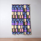 Mid-century Geometric Color Fun - Dark Blue Window Curtain Gallery Image 3