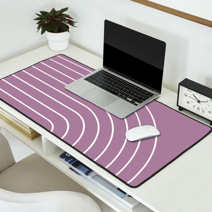 Minimal Arch XXXI Lilac Purple Modern Geometric Lines Desk Mat Gallery Image 2