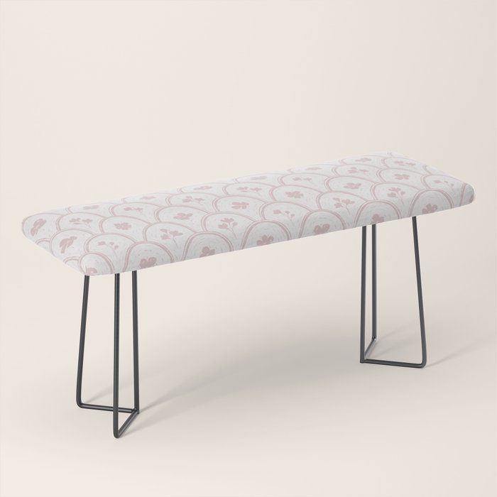 Rustic scallop floral block print - soft blush baby pink pattern Bench Gallery Image 1