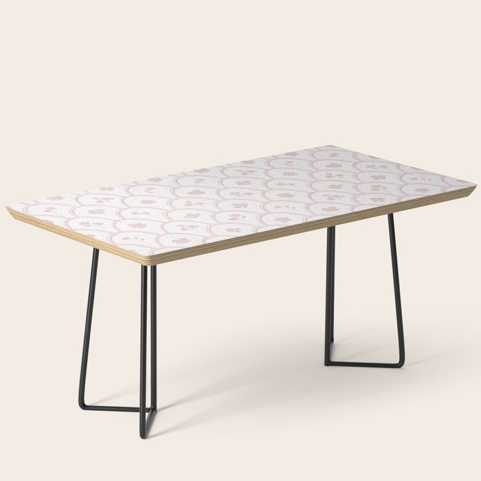 Rustic scallop floral block print - soft blush baby pink pattern Coffee Table Gallery Image 1