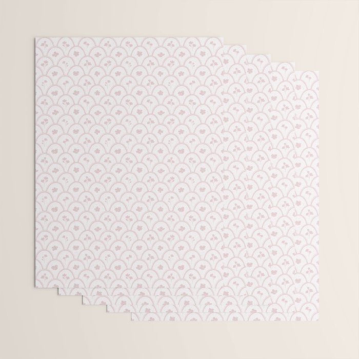 Rustic scallop floral block print - soft blush baby pink pattern Wrapping Paper Gallery Image 3