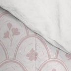 Rustic scallop floral block print - soft blush baby pink pattern Comforter Gallery Image 4