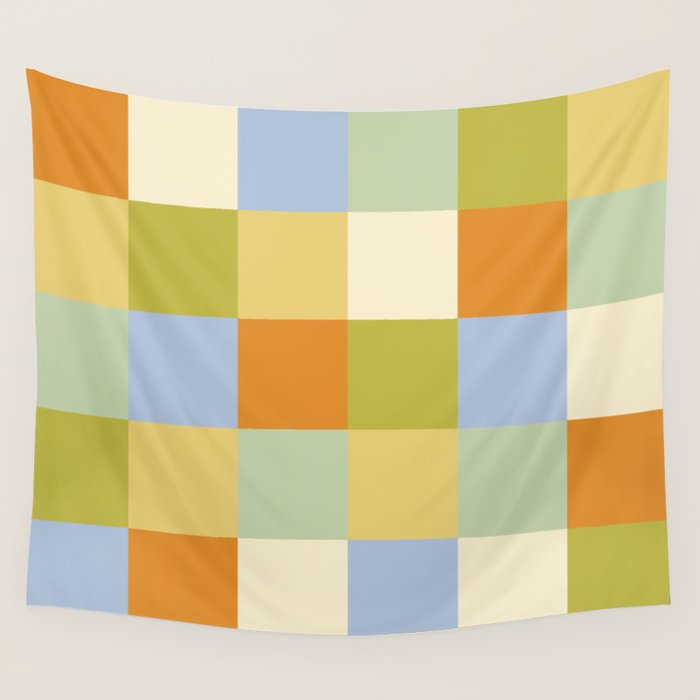 Bold Retro Checks Pattern - Large XXXVI Wall Tapestry Gallery Image 4
