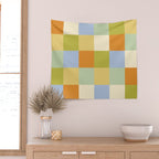 Bold Retro Checks Pattern - Large XXXVI Wall Tapestry Gallery Image 2