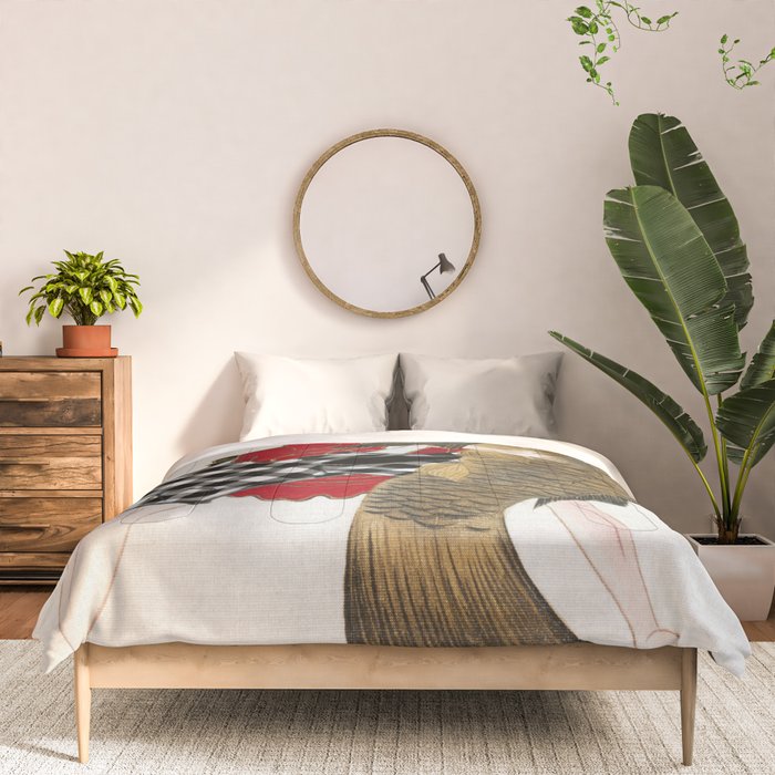 Man And Fish Japanese Woodblock Print Comforter Gallery Image 3