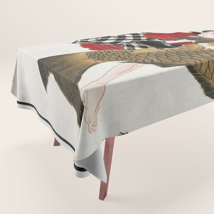 Man And Fish Japanese Woodblock Print Tablecloth Gallery Image 1