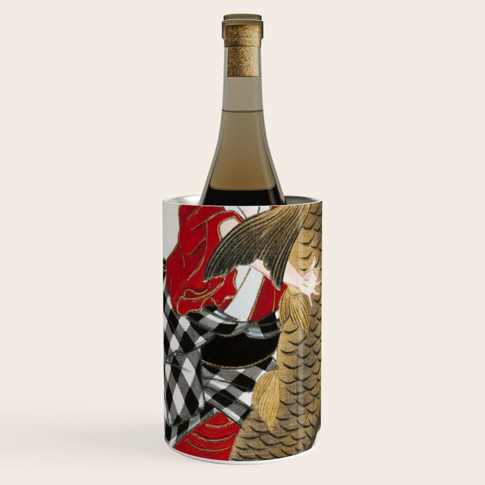 Man And Fish Japanese Woodblock Print Wine Chiller Gallery Image 1