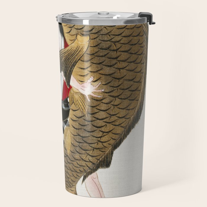 Man And Fish Japanese Woodblock Print Travel Mug Gallery Image 2