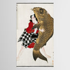 Man And Fish Japanese Woodblock Print Tablecloth Gallery Image 2