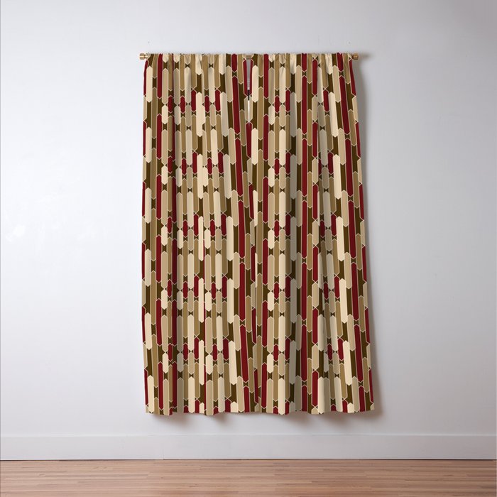 Modern Tabs in Brown, Burgundy and Tan Window Curtain Gallery Image 3