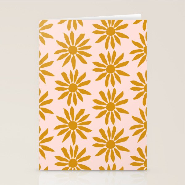 Gold Flowers on Pink Background - Pattern Stationery Card Gallery Image 2