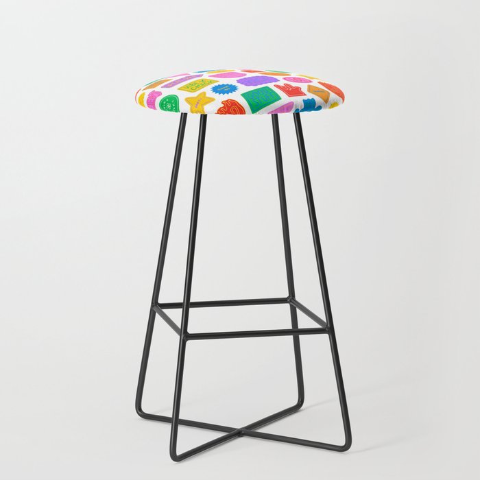Fun retro sticker quote cartoon pattern Stool Gallery Image 1