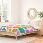 Fun retro sticker quote cartoon pattern Duvet Cover Gallery Image 2