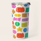 Fun retro sticker quote cartoon pattern Travel Mug Gallery Image 2