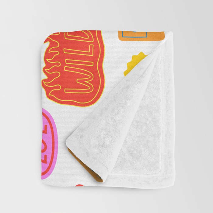 Fun retro sticker quote cartoon pattern Throw Blanket Gallery Image 3