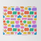 Fun retro sticker quote cartoon pattern Throw Blanket Gallery Image 2
