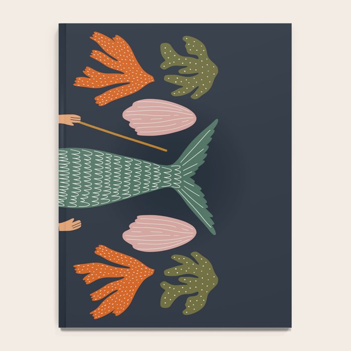 Hipster Mermaid Merman With Tattoos Poseidon King Of The Sea Midcentury Modern Cool Magical Mystical Abstract Art Bohemian Boho Style Trendy  Notebook Gallery Image 4