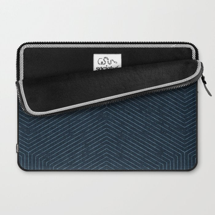 boho hexagon stripes - navy Laptop Sleeve Gallery Image 2