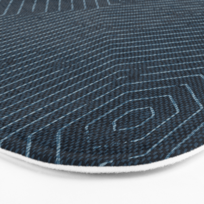 boho hexagon stripes - navy Bath Mat Gallery Image 3