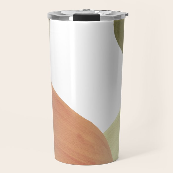 Abstract terracotta and green shapes Travel Mug Gallery Image 1