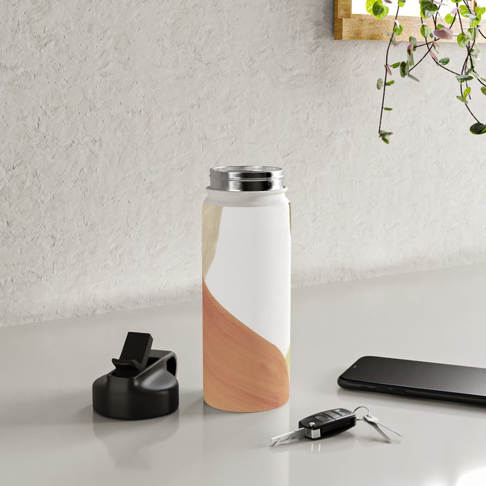 Abstract terracotta and green shapes Water Bottle Gallery Image 4