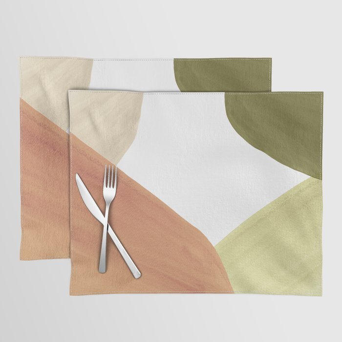 Abstract terracotta and green shapes Placemat Gallery Image 1