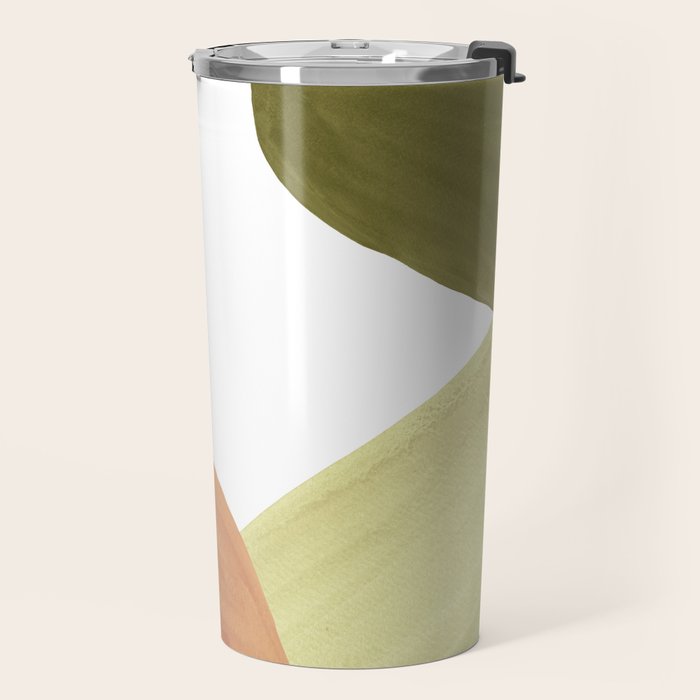 Abstract terracotta and green shapes Travel Mug Gallery Image 2