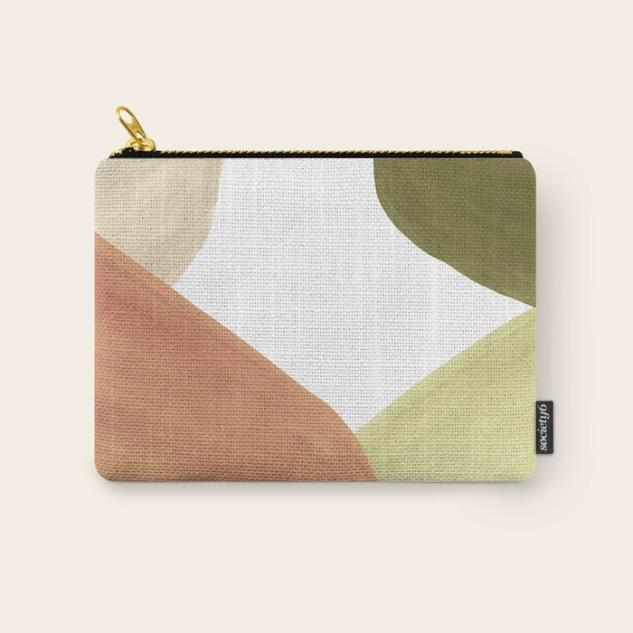 Abstract terracotta and green shapes Carry All Pouch Gallery Image 1