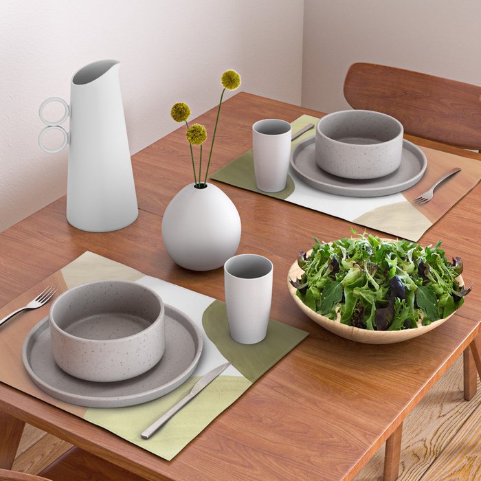 Abstract terracotta and green shapes Placemat Gallery Image 2