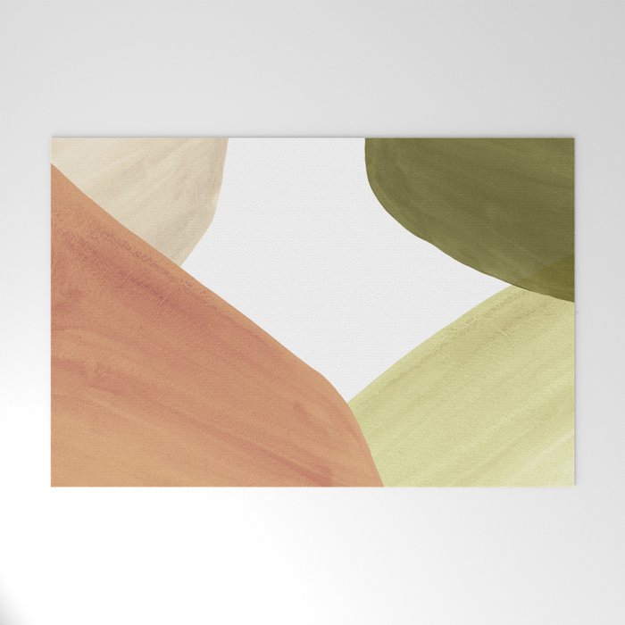 Abstract terracotta and green shapes Welcome Mat Gallery Image 1