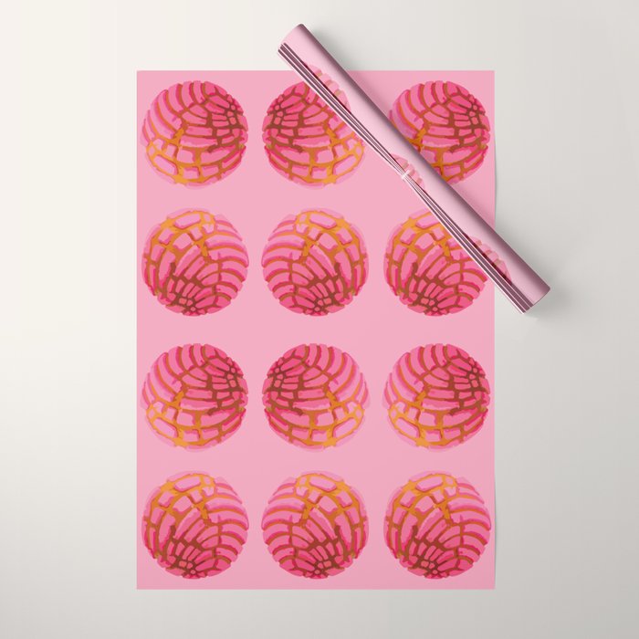 Pink concha bread mexican concha pan dulce mexican food lover Wrapping Paper Gallery Image 1