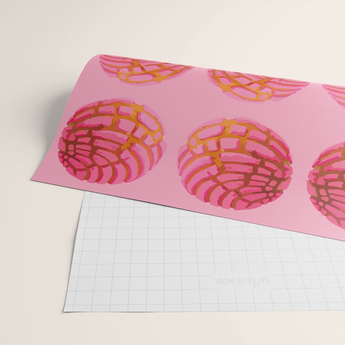 Pink concha bread mexican concha pan dulce mexican food lover Wrapping Paper Gallery Image 2