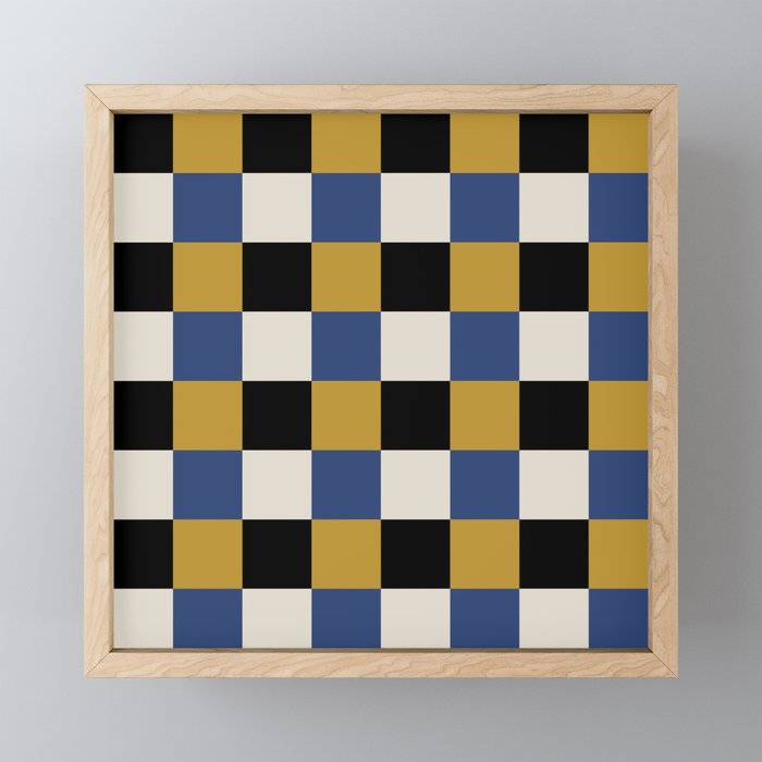 Checkered Multicolor Pattern XV Black Yellow Navy Blue Mini Art Print Gallery Image 1