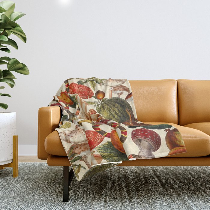 Mysterious Mushroom Forest  Throw Blanket Gallery Image 1