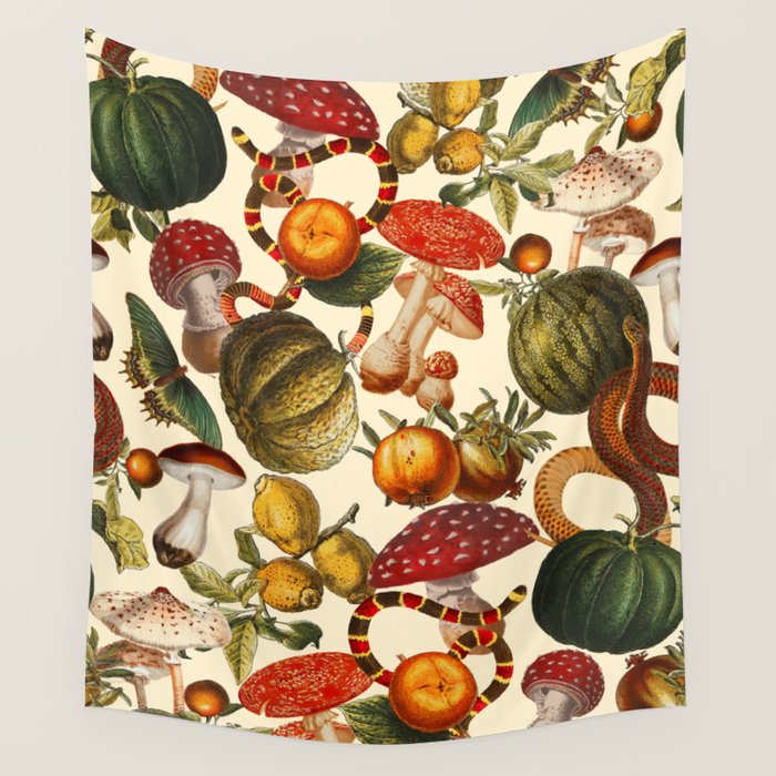 Mysterious Mushroom Forest  Wall Tapestry Gallery Image 1