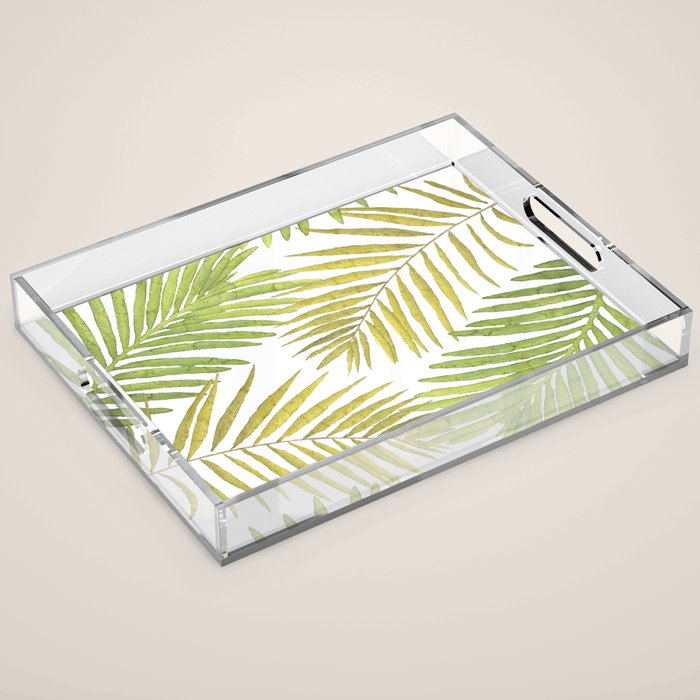 Palms on White Acrylic Tray Gallery Image 1
