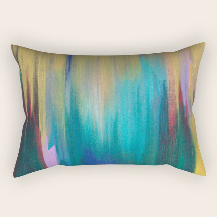 Green & Gold Abstract Rectangular Pillow Gallery Image 1