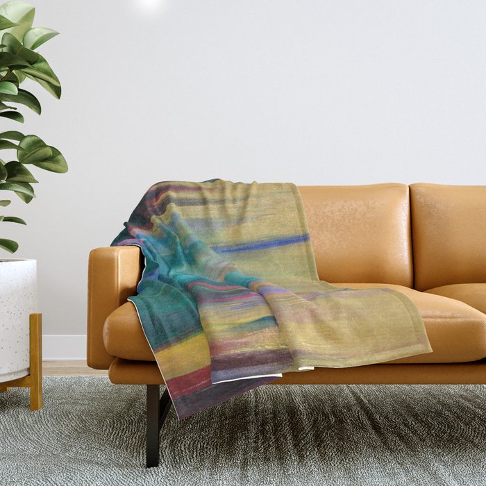 Green & Gold Abstract Throw Blanket Gallery Image 1