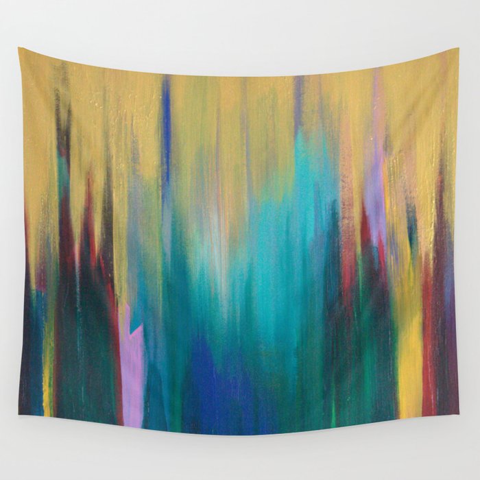 Green & Gold Abstract Wall Tapestry Gallery Image 4