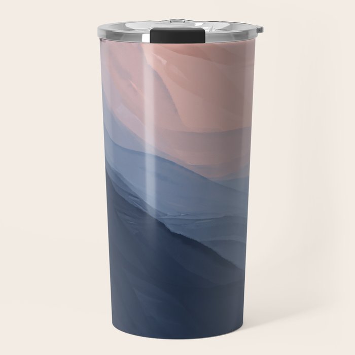 Waves In Texture - Blue & Beige Travel Mug Gallery Image 1