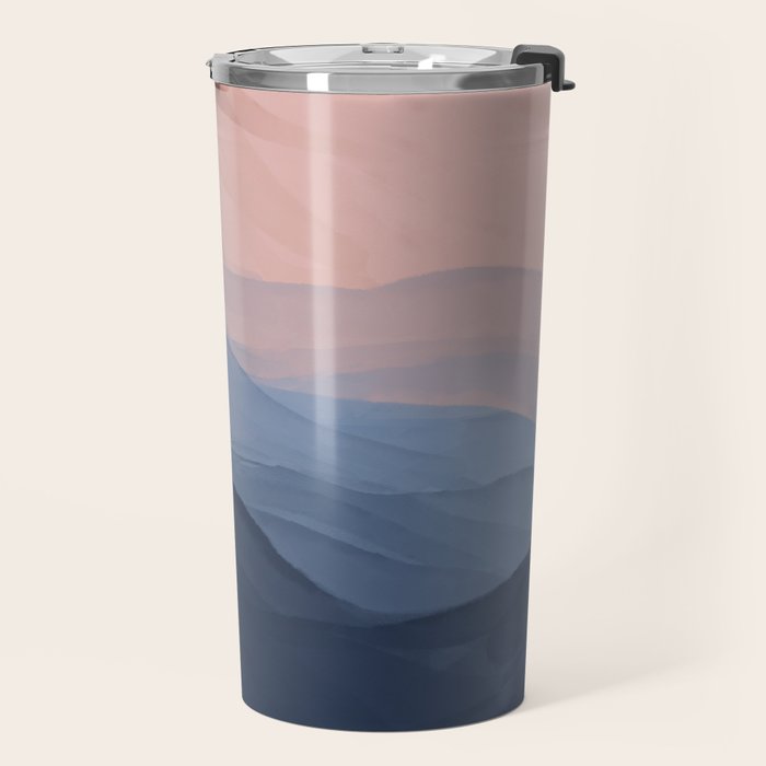 Waves In Texture - Blue & Beige Travel Mug Gallery Image 2
