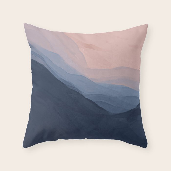 Waves In Texture - Blue & Beige Throw Pillow Gallery Image 1