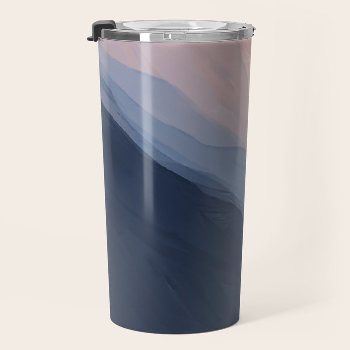 Waves In Texture - Blue & Beige Travel Mug Gallery Image 3