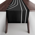 Minimal Line Curvature II Black and White Mid Century Modern Arch Abstract Table Runner Gallery Image 1