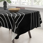 Minimal Line Curvature II Black and White Mid Century Modern Arch Abstract Tablecloth Gallery Image 3