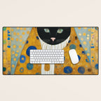 Klimt Cat with Green Eyes and Warm Shawl Desk Mat Gallery Image 1