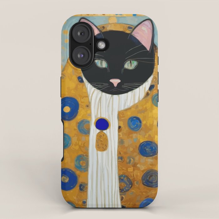 Klimt Cat with Green Eyes and Warm Shawl iPhone Case Gallery Image 1