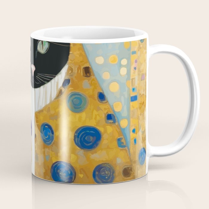 Klimt Cat with Green Eyes and Warm Shawl Coffee Mug Gallery Image 1